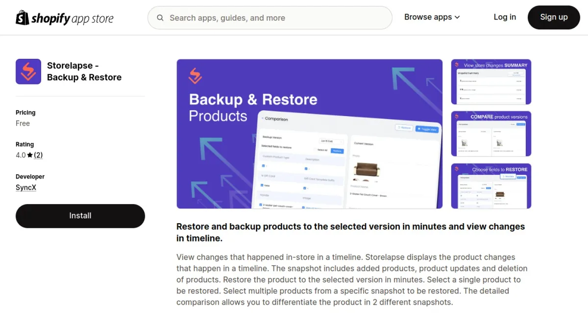Storelapse ‑ Backup &amp; Restore cover