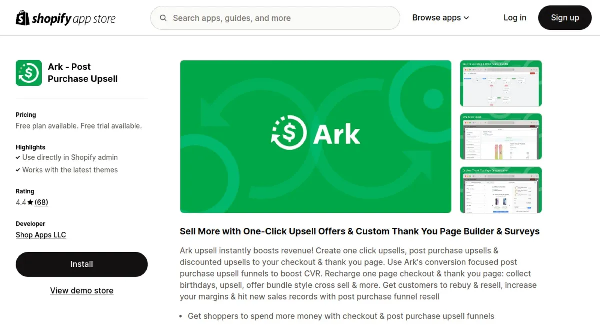 Ark ‑ Post Purchase Upsell cover