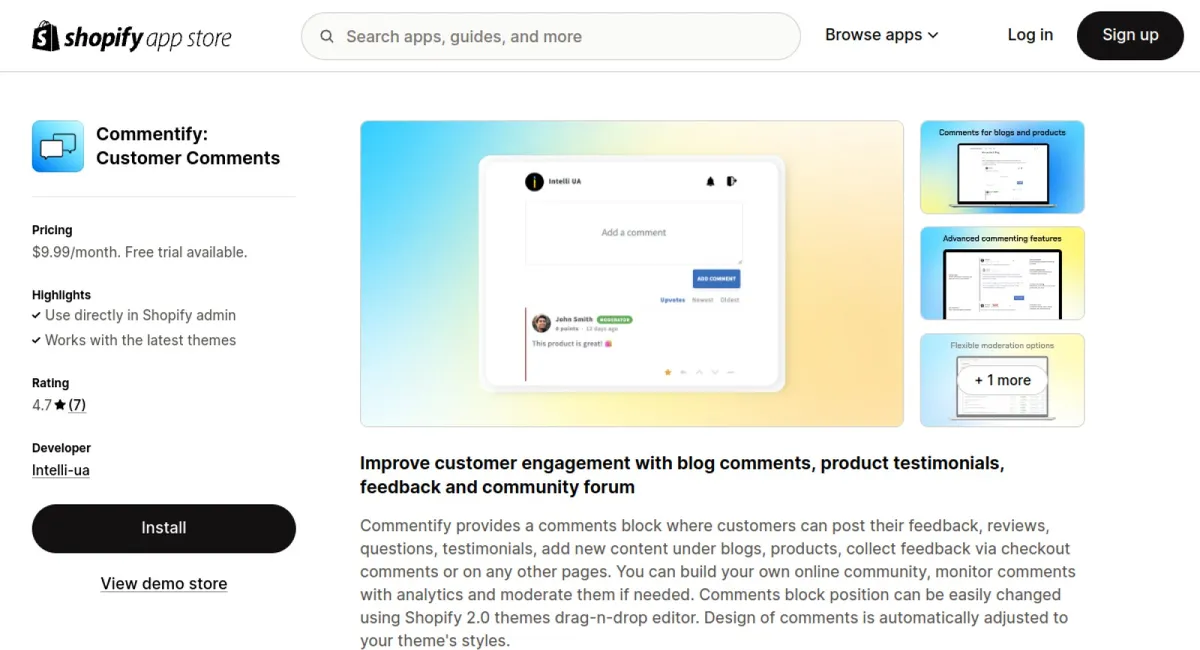 Commentify: Customer Comments cover
