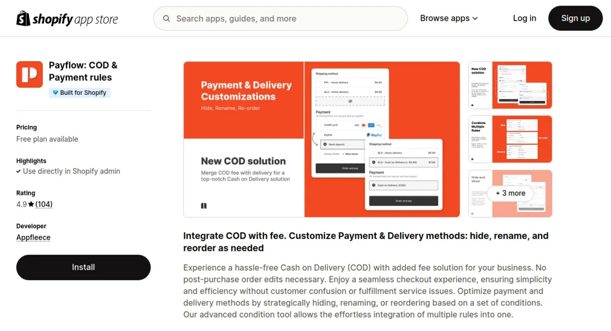 Payflow: COD &amp; Payment rules cover