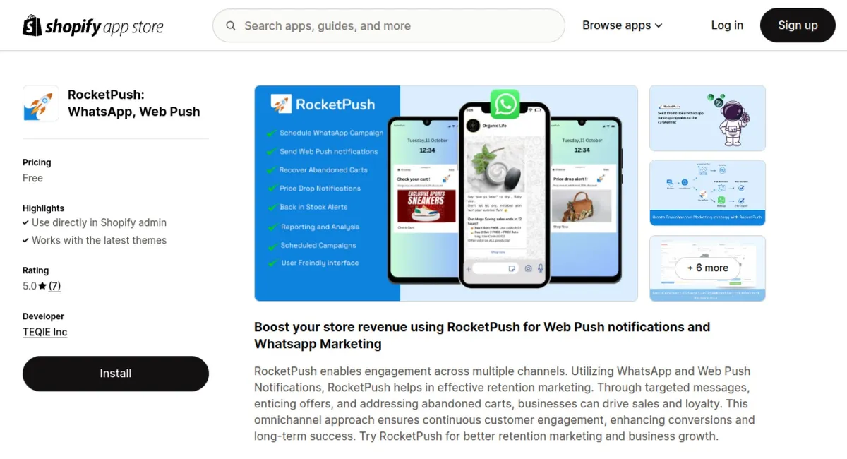 RocketPush: WhatsApp, Web Push cover