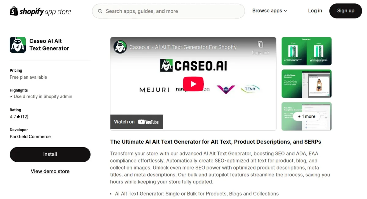 Caseo AI Alt Text Generator cover