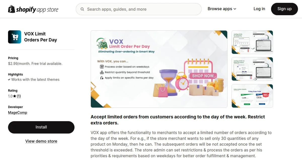 VOX Limit Orders Per Day cover