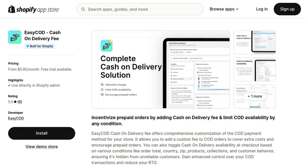 EasyCOD ‑ Cash On Delivery Fee cover