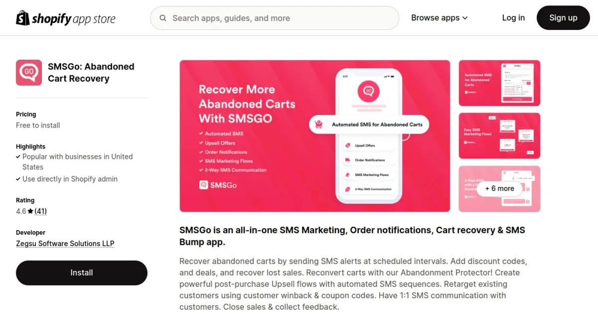 SMSGo: Abandoned Cart Recovery cover