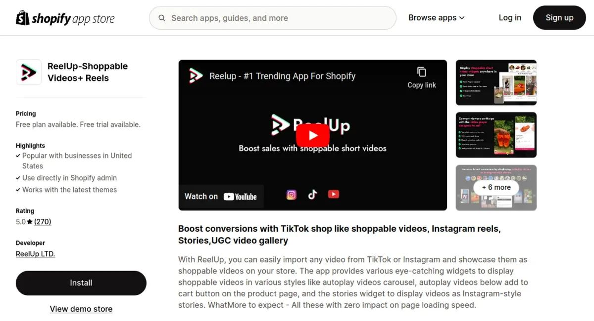 ReelUp‑Shoppable Videos+ Reels cover