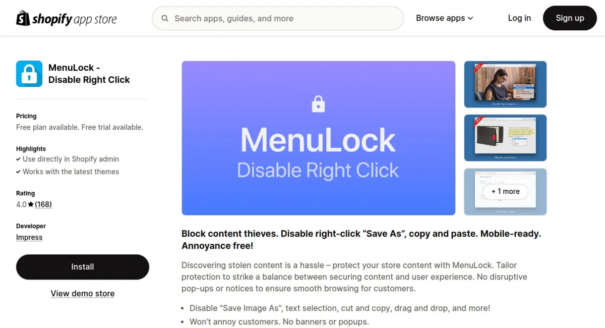 MenuLock ‑ Disable Right Click cover