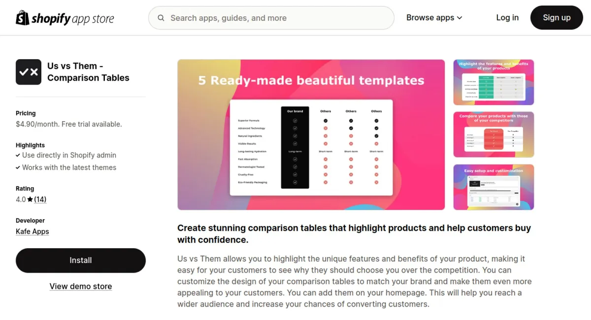 Us Vs Them ‑ Comparison Tables cover