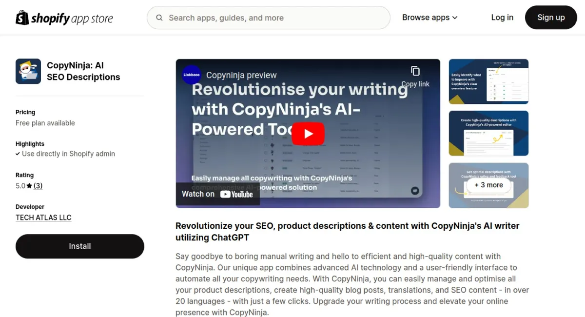CopyNinja: AI SEO Descriptions cover