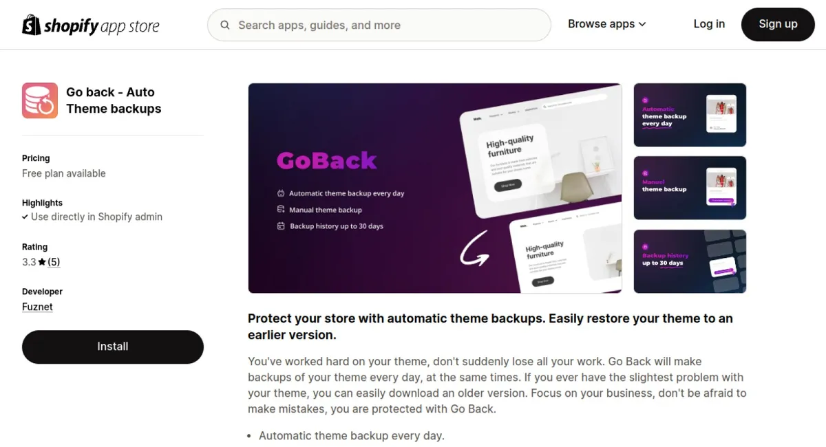 Go back ‑ Auto Theme backups cover