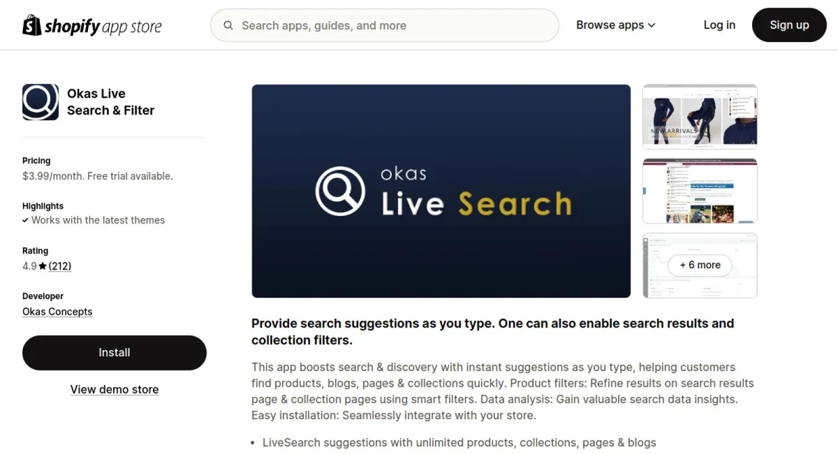 Okas Live Search &amp; Filter cover