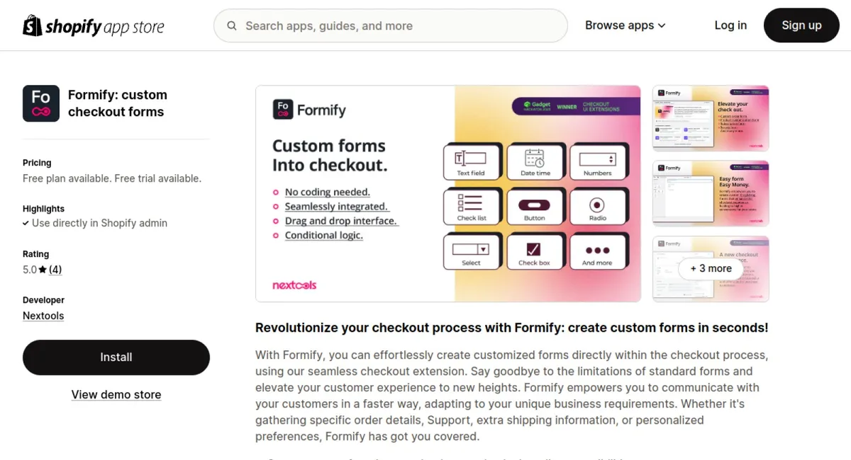 Formify: custom checkout forms cover