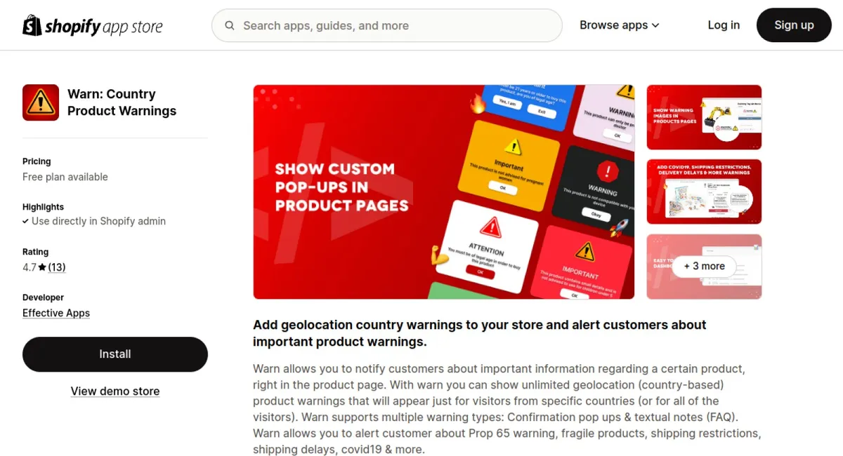 Warn: Country Product Warnings cover