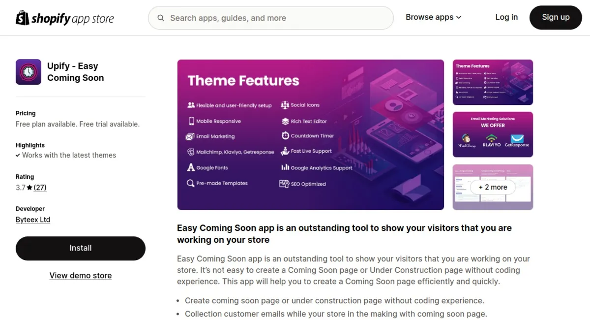Upify - Easy Coming Soon cover