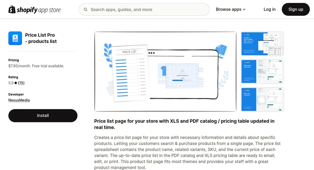 Price List Pro ‑ products list cover