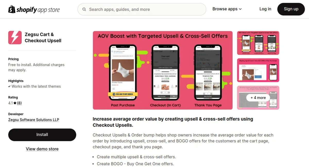 Zegsu Cart &amp; Checkout Upsell cover
