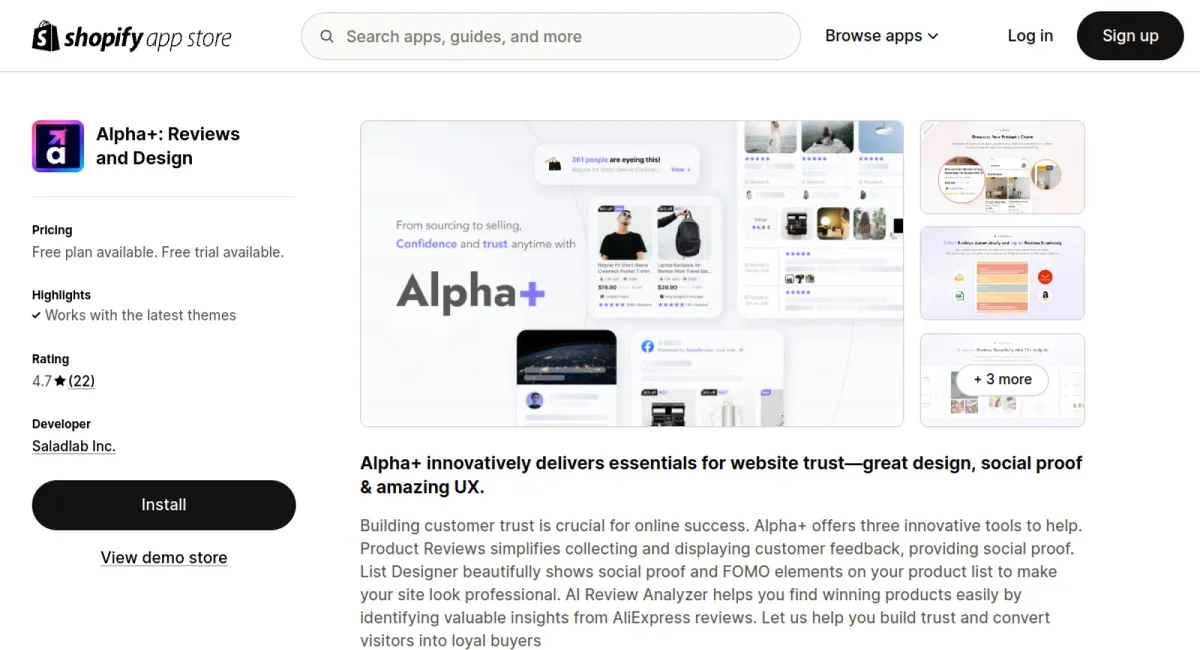 Alpha+: Reviews and Design cover