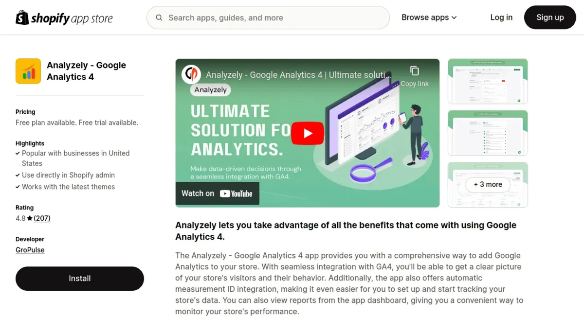 Analyzely ‑ Google Analytics 4 cover