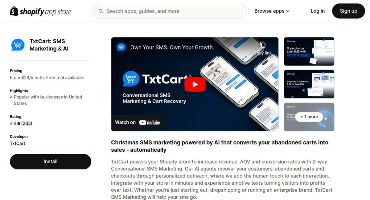 TxtCart: SMS Marketing &amp; AI cover