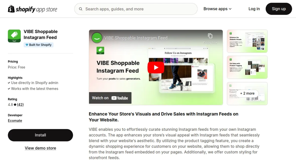 VIBE Shoppable Instagram Feed cover