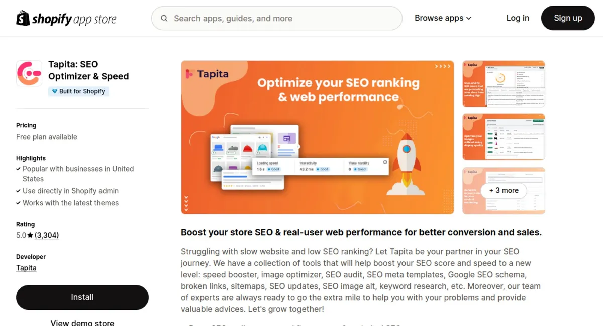 Tapita: SEO Optimizer &amp; Speed cover