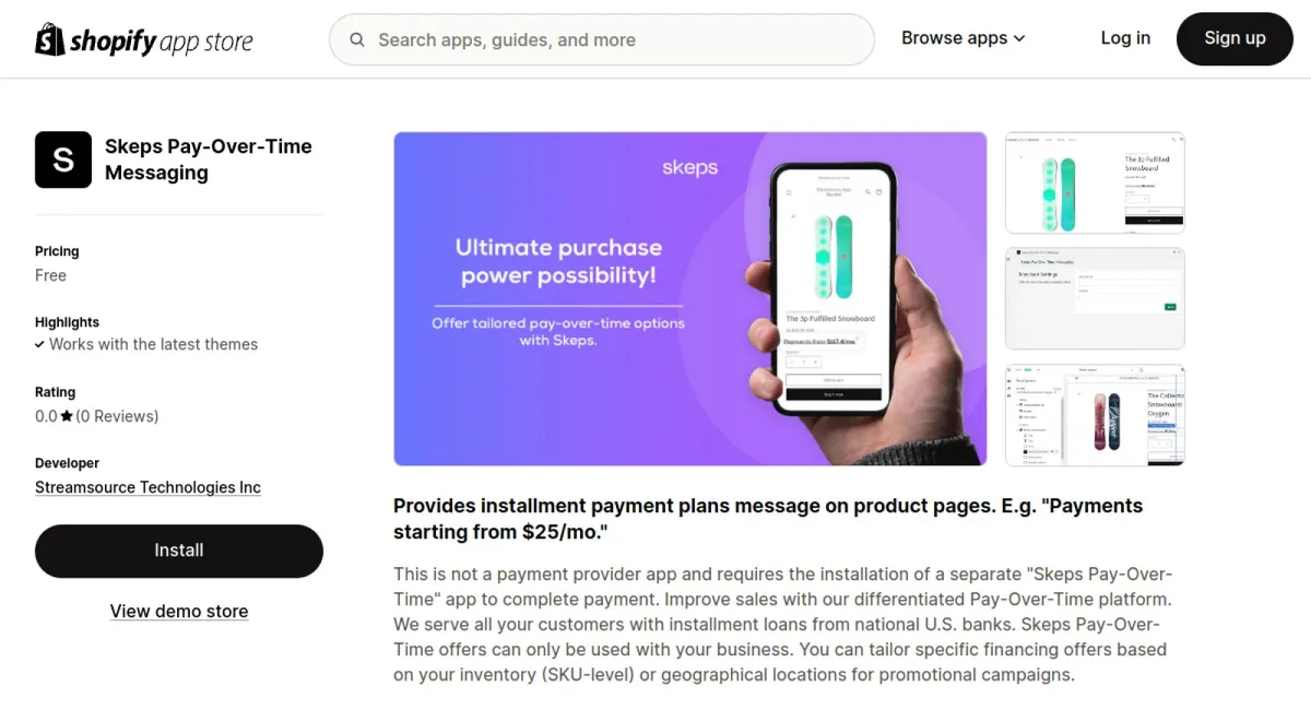 Skeps Pay‑Over‑Time Messaging cover
