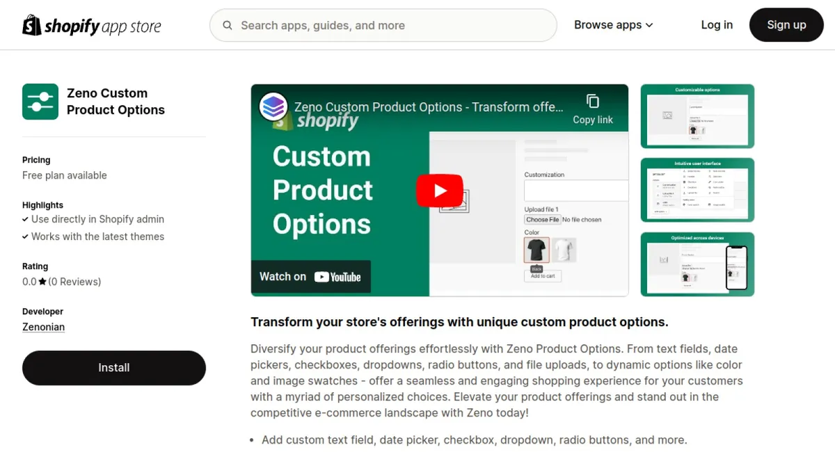 Zeno Custom Product Options cover