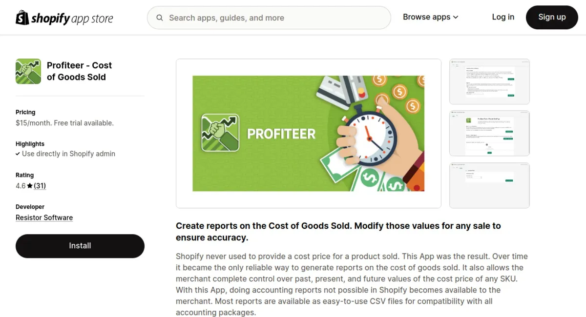 Profiteer ‑ Cost of Goods Sold cover