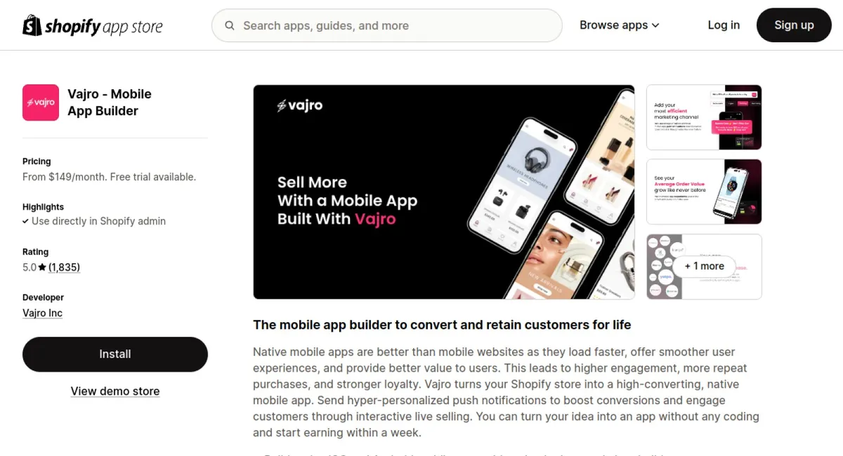 Vajro ‑ Mobile App Builder cover