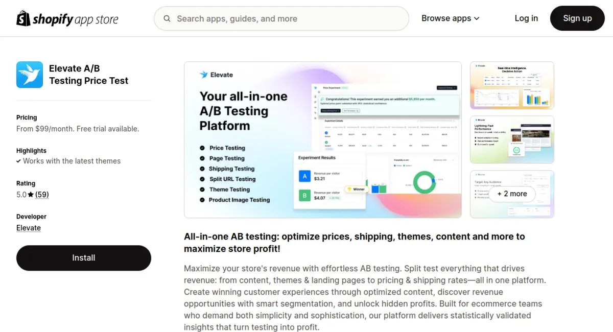 Elevate A/B Testing Price Test cover