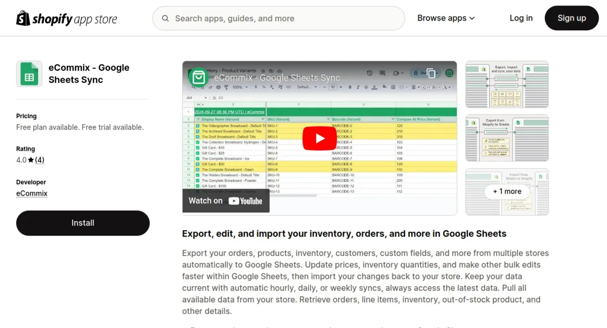 eCommix ‑ Google Sheets Sync cover