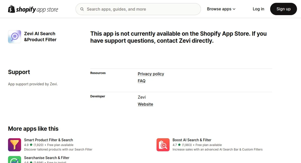 Zevi AI Search &amp;Product Filter cover