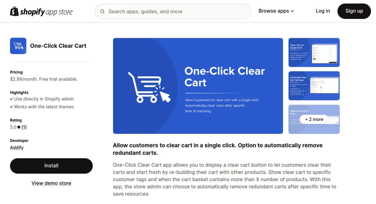 One‑Click Clear Cart cover