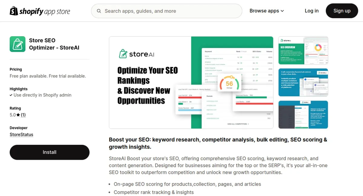 Store SEO Optimizer ‑ StoreAI cover