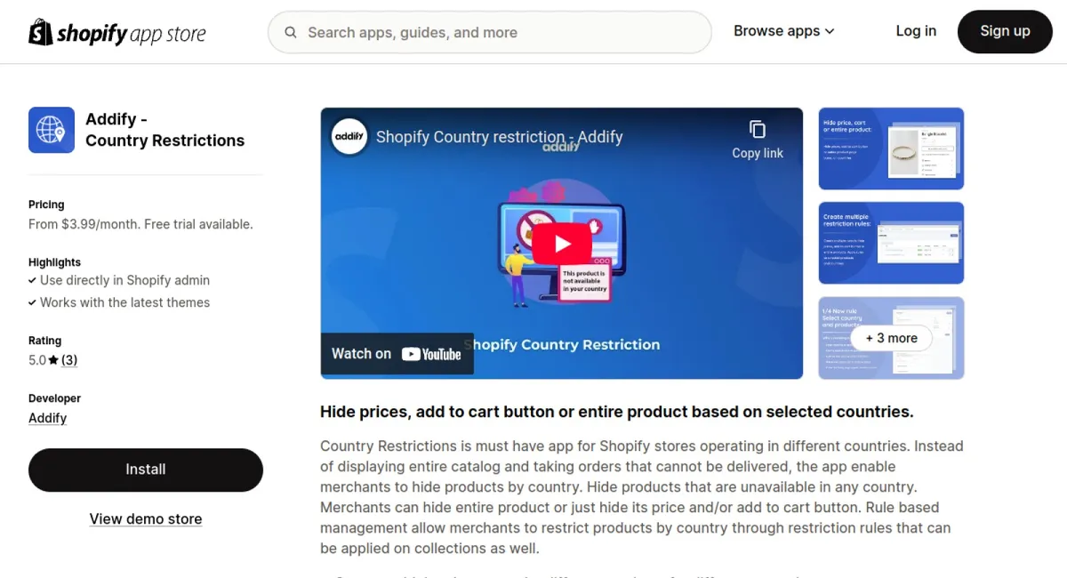 Addify ‑ Country Restrictions cover