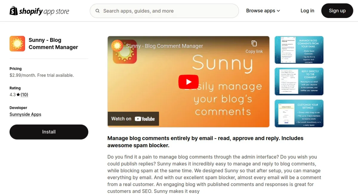 Sunny ‑ Blog Comment Manager cover