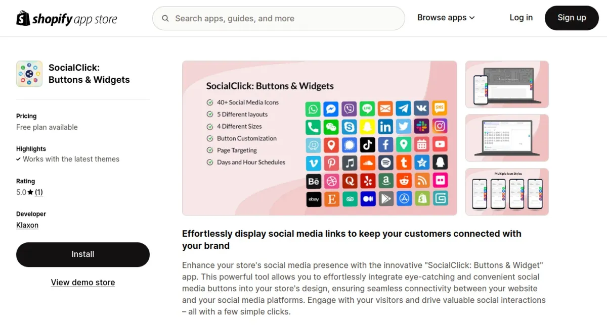 SocialClick: Buttons &amp; Widgets cover