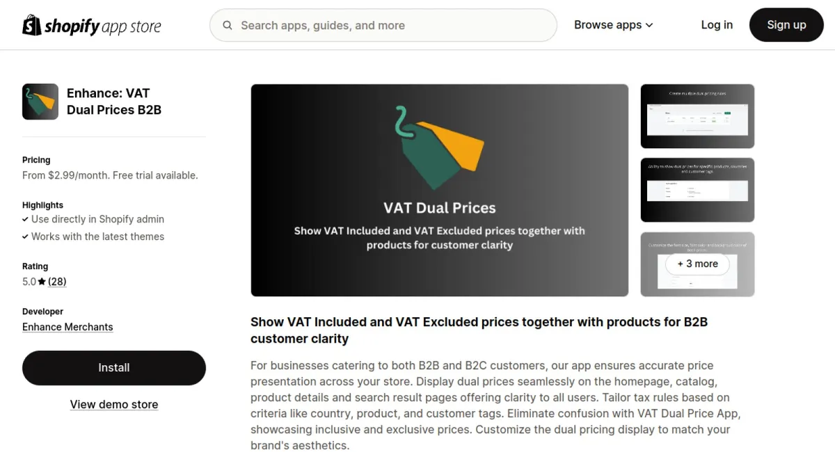 Enhance: VAT Dual Prices B2B cover