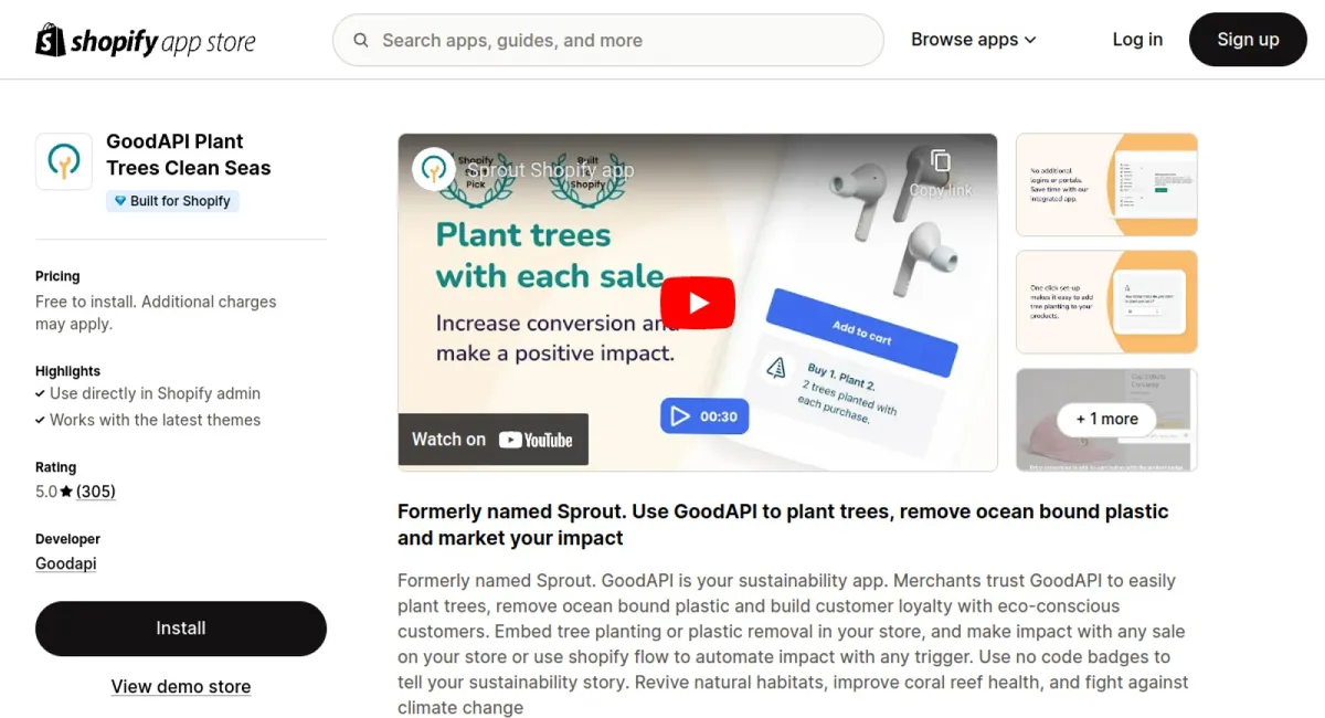 GoodAPI Plant Trees Clean Seas cover