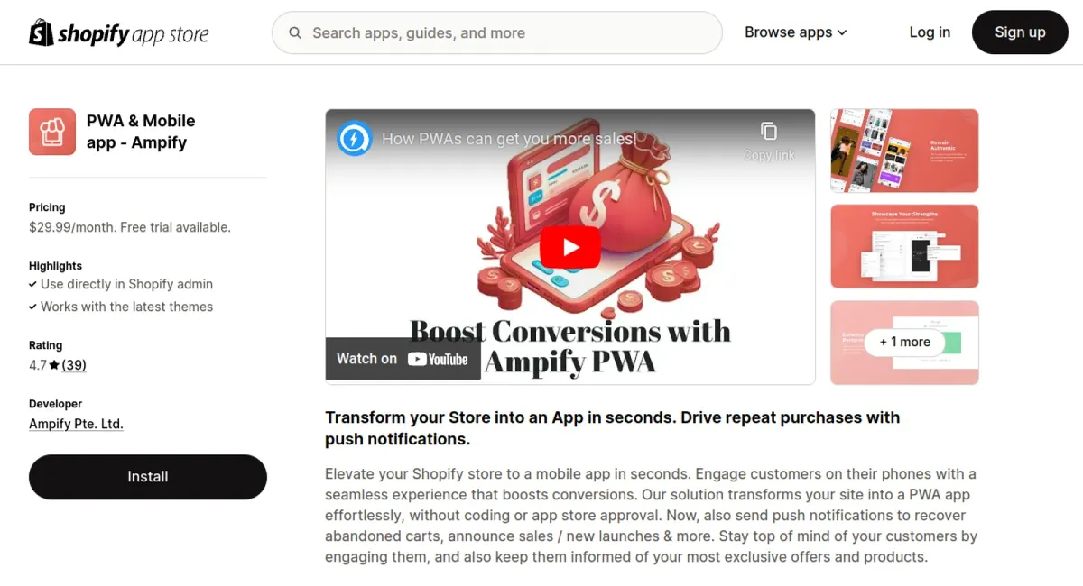 PWA &amp; Mobile app ‑ Ampify cover