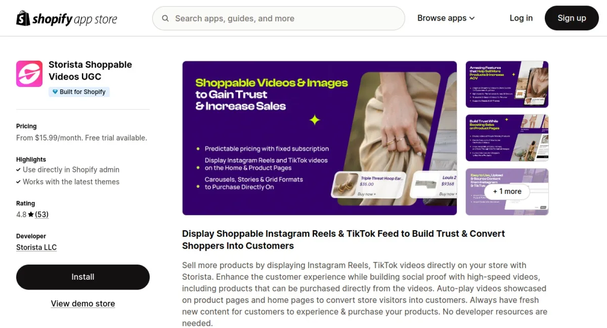 Storista Shoppable Videos UGC cover