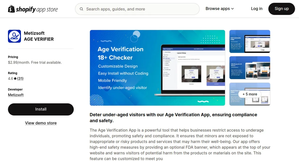 Metizsoft AGE VERIFIER cover
