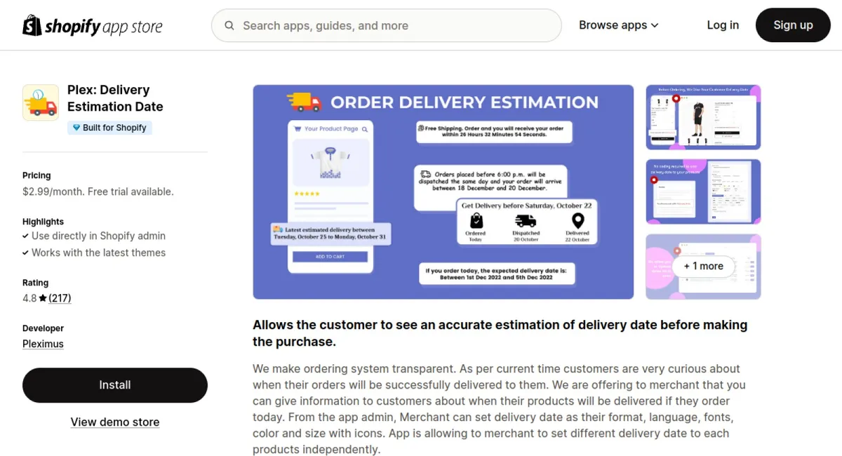 Plex: Delivery Estimation Date cover