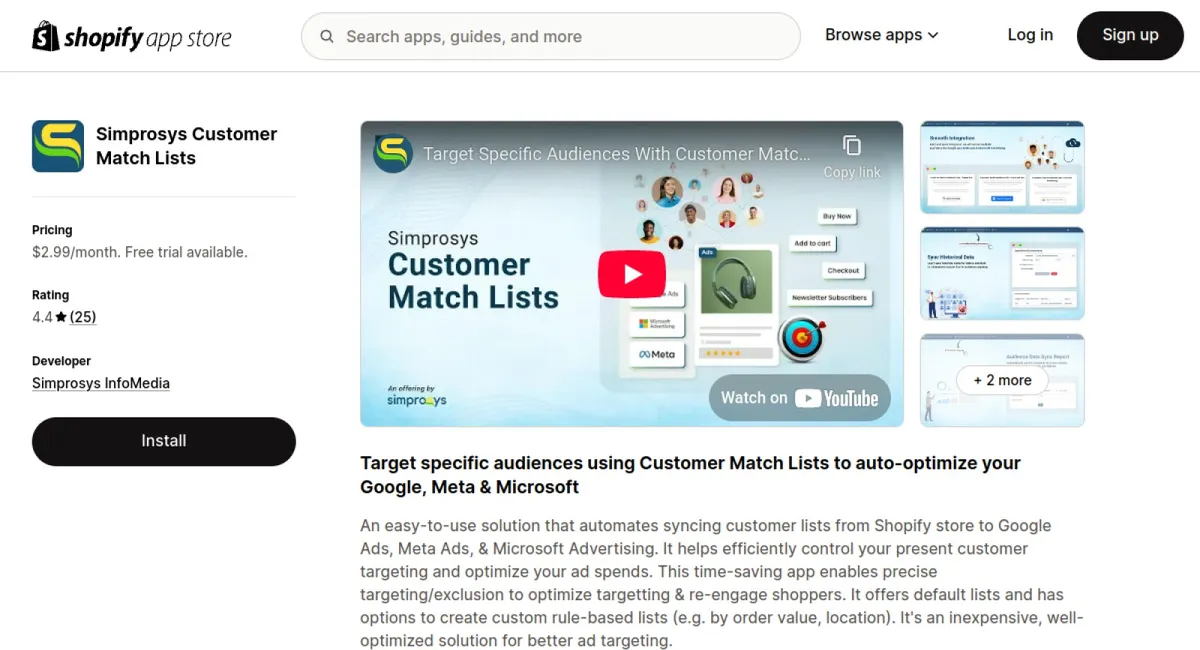 Simprosys Customer Match Lists cover