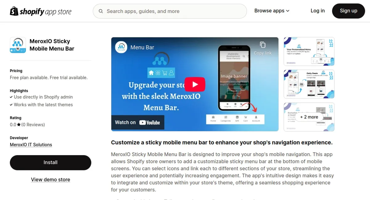 MeroxIO Sticky Mobile Menu Bar cover