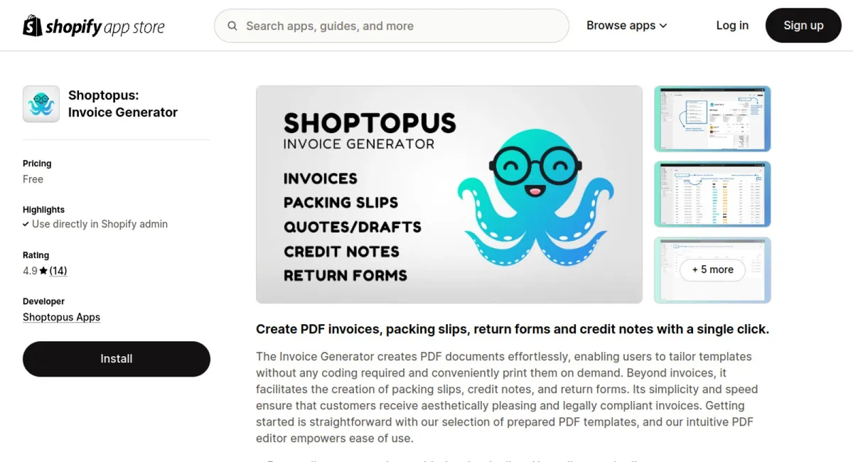 Shoptopus: Invoice Generator cover