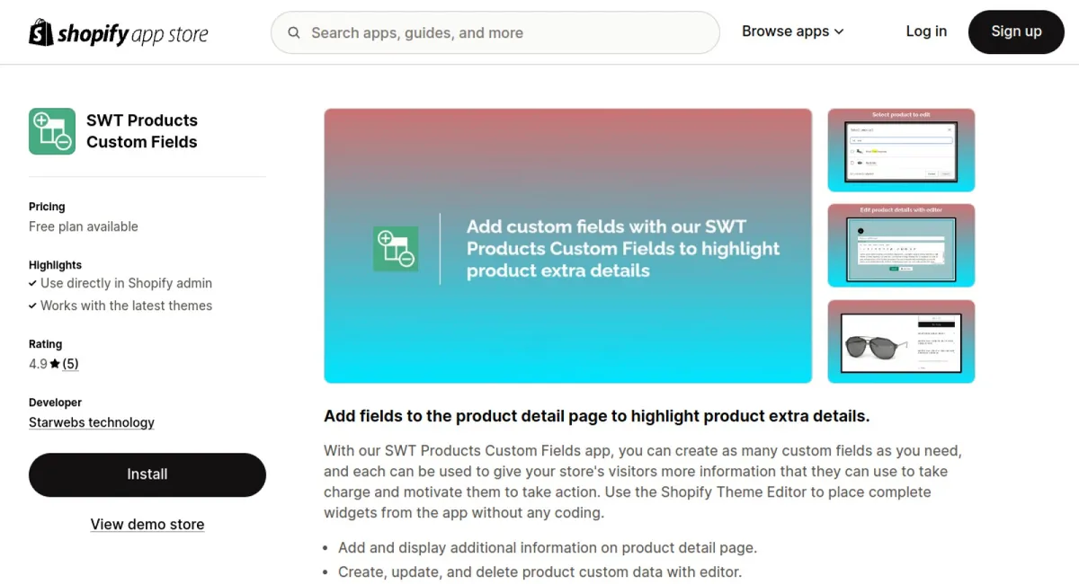 SWT Products Custom Fields cover