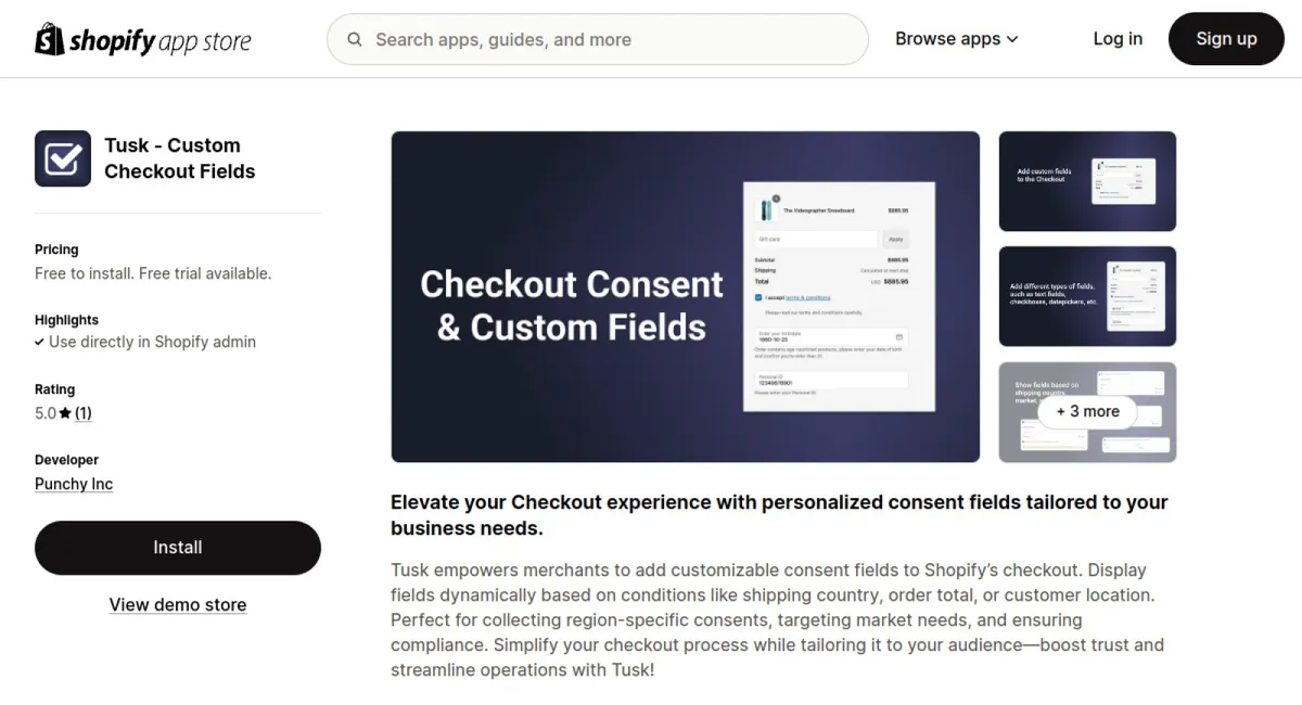 Tusk ‑ Custom Checkout Fields cover