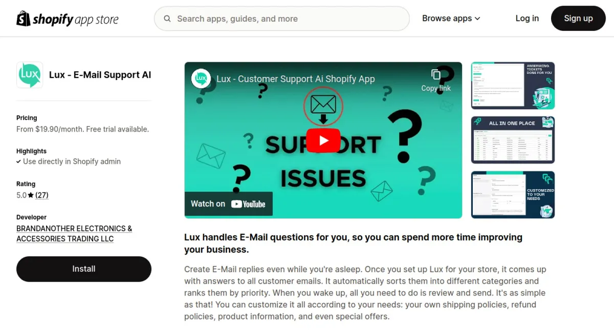 Lux - E-Mail Support AI cover