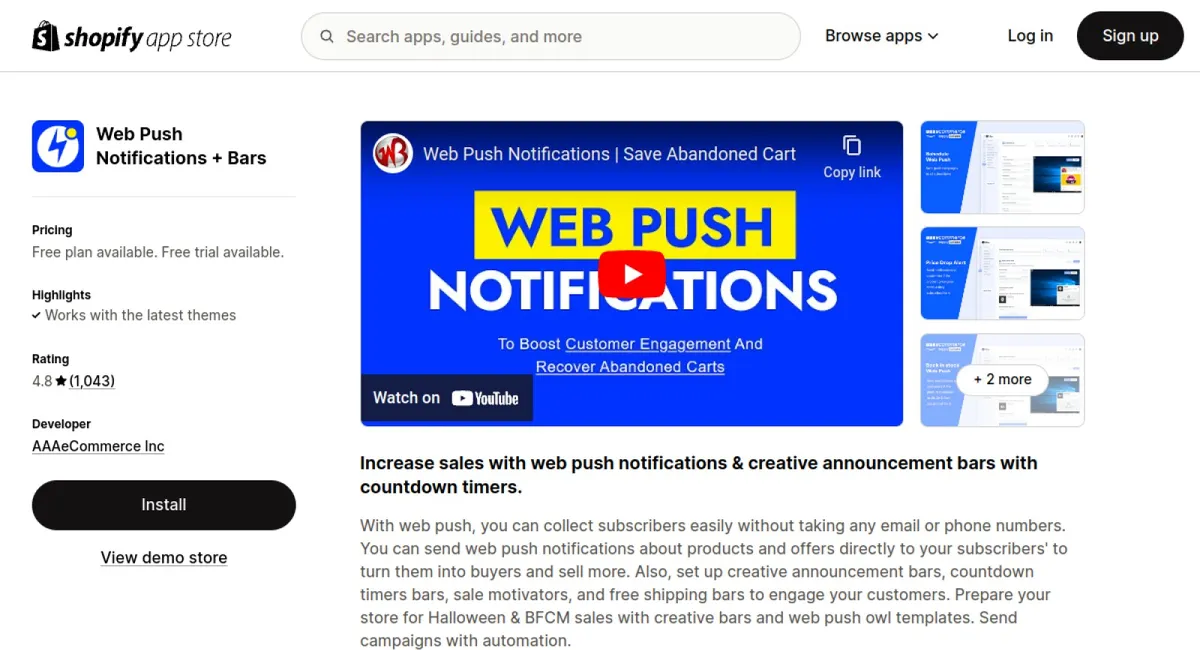 Web Push Notifications + Bars cover